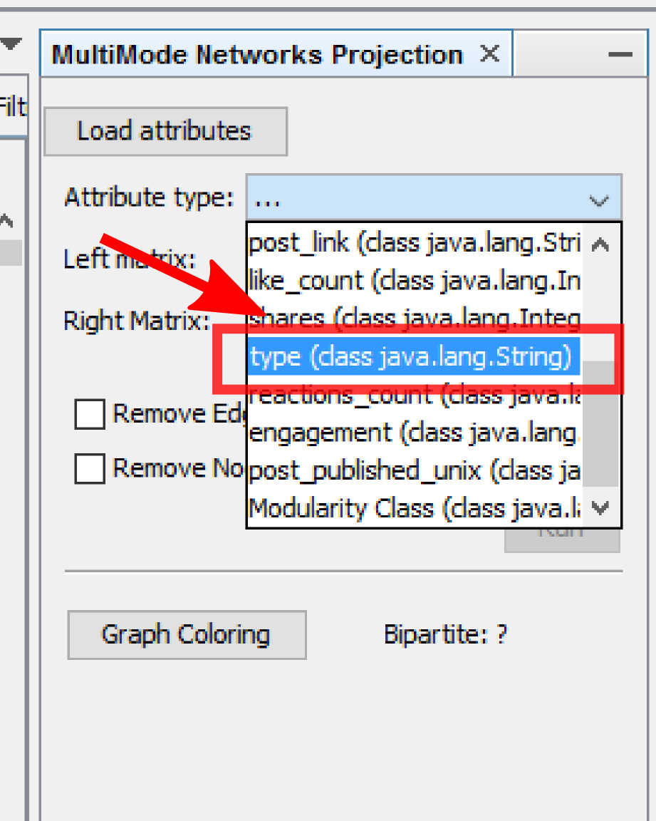 select the 2-mode column in toolbox